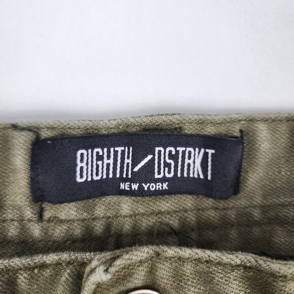 Eighth Dstrkt Jeans Mens 40x33 Green Distressed Biker Denim - Picture 4 of 12
